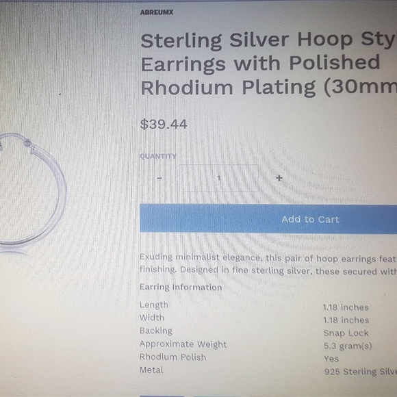 Sterling Silver Hoop Style Earrings - Picture 4 of 5